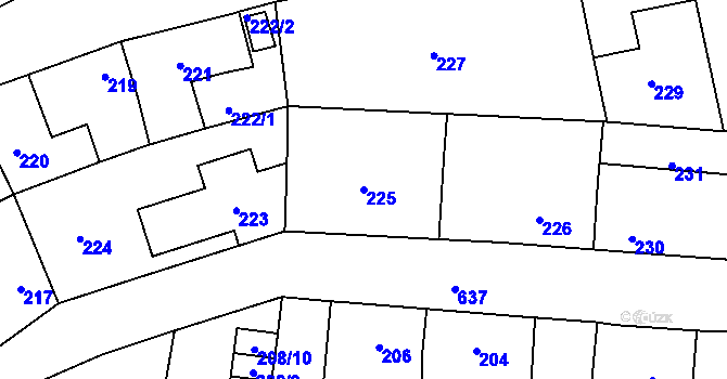 Parcela st. 225 v KÚ Veleslavín, Katastrální mapa