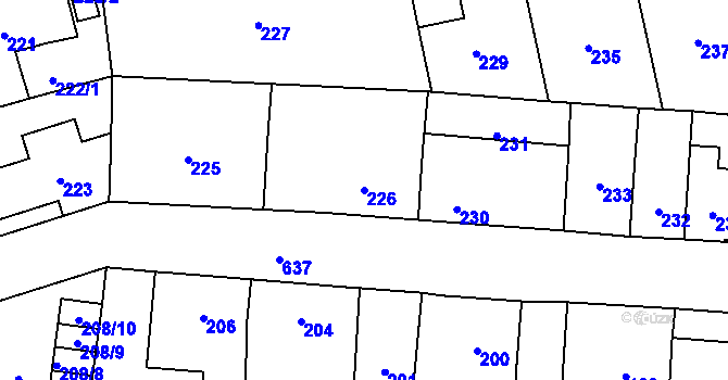 Parcela st. 226 v KÚ Veleslavín, Katastrální mapa