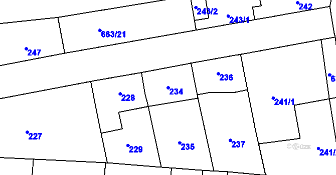 Parcela st. 234 v KÚ Veleslavín, Katastrální mapa