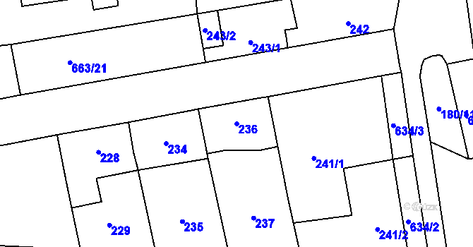 Parcela st. 236 v KÚ Veleslavín, Katastrální mapa