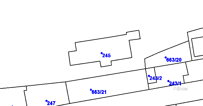 Parcela st. 245 v KÚ Veleslavín, Katastrální mapa
