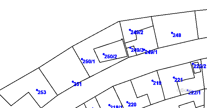 Parcela st. 250/2 v KÚ Veleslavín, Katastrální mapa
