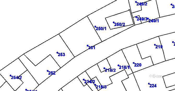 Parcela st. 251 v KÚ Veleslavín, Katastrální mapa