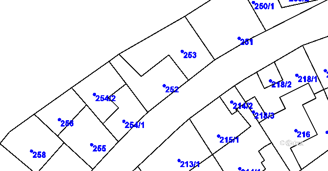 Parcela st. 252 v KÚ Veleslavín, Katastrální mapa