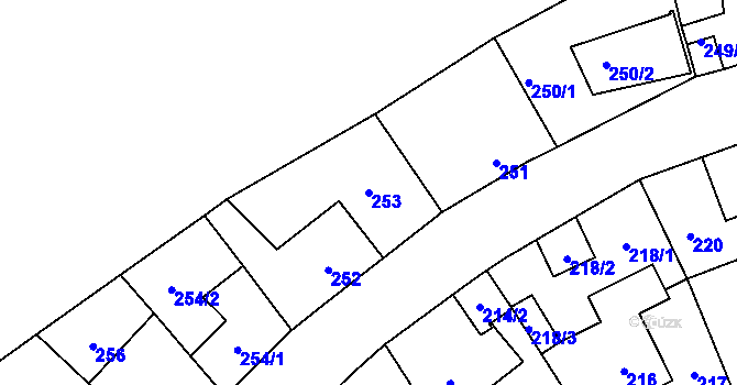 Parcela st. 253 v KÚ Veleslavín, Katastrální mapa