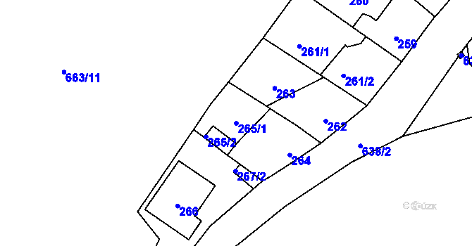 Parcela st. 265/1 v KÚ Veleslavín, Katastrální mapa