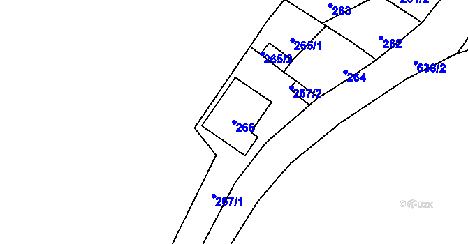 Parcela st. 266 v KÚ Veleslavín, Katastrální mapa
