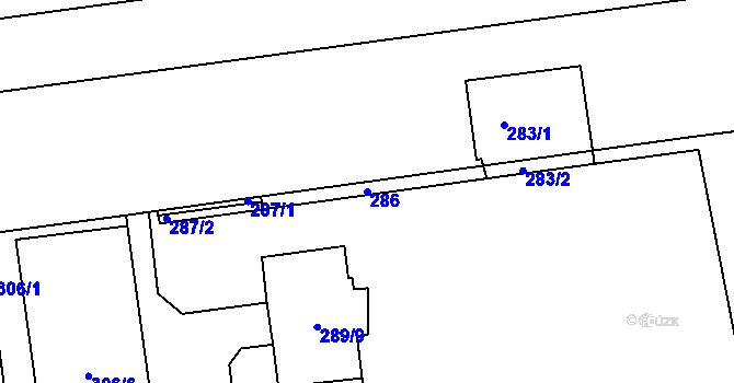 Parcela st. 286 v KÚ Veleslavín, Katastrální mapa