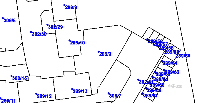 Parcela st. 289/3 v KÚ Veleslavín, Katastrální mapa