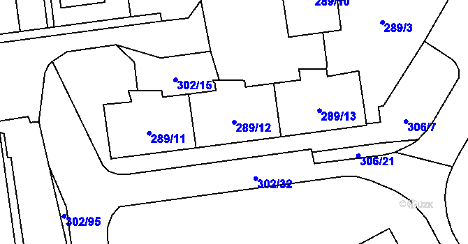 Parcela st. 289/12 v KÚ Veleslavín, Katastrální mapa