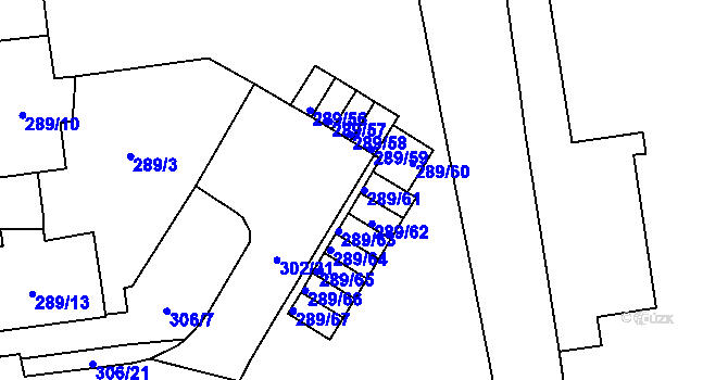 Parcela st. 289/61 v KÚ Veleslavín, Katastrální mapa