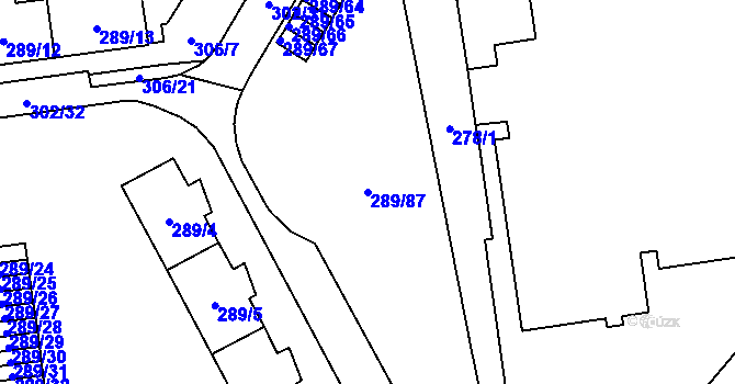 Parcela st. 289/87 v KÚ Veleslavín, Katastrální mapa