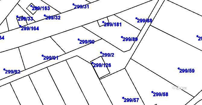 Parcela st. 299/2 v KÚ Veleslavín, Katastrální mapa