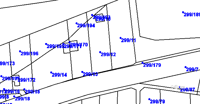 Parcela st. 299/12 v KÚ Veleslavín, Katastrální mapa