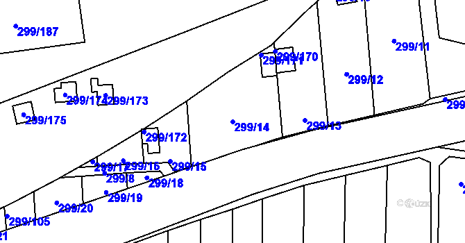 Parcela st. 299/14 v KÚ Veleslavín, Katastrální mapa