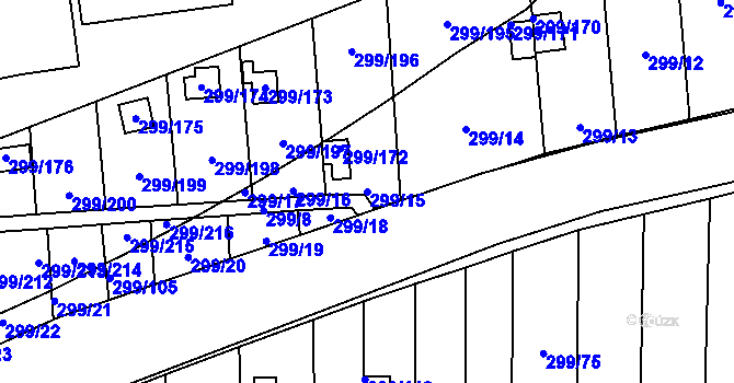 Parcela st. 299/15 v KÚ Veleslavín, Katastrální mapa
