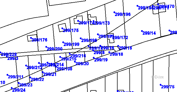 Parcela st. 299/17 v KÚ Veleslavín, Katastrální mapa
