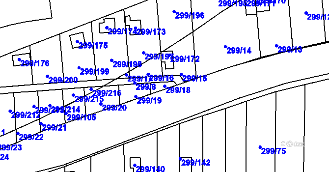 Parcela st. 299/18 v KÚ Veleslavín, Katastrální mapa