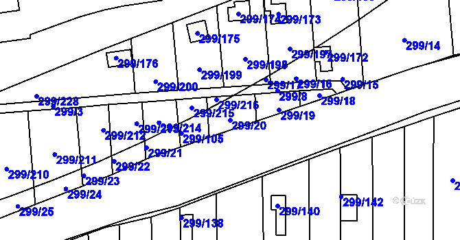 Parcela st. 299/20 v KÚ Veleslavín, Katastrální mapa