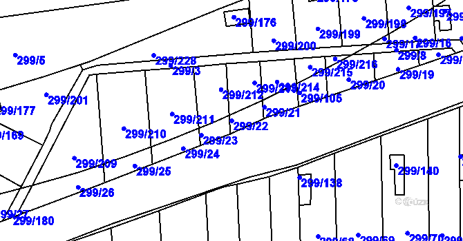 Parcela st. 299/22 v KÚ Veleslavín, Katastrální mapa