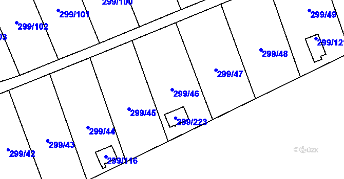 Parcela st. 299/46 v KÚ Veleslavín, Katastrální mapa