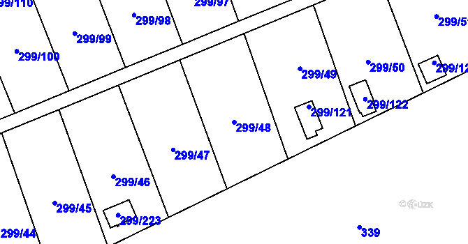 Parcela st. 299/48 v KÚ Veleslavín, Katastrální mapa