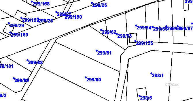Parcela st. 299/61 v KÚ Veleslavín, Katastrální mapa