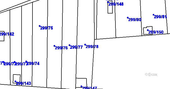 Parcela st. 299/78 v KÚ Veleslavín, Katastrální mapa