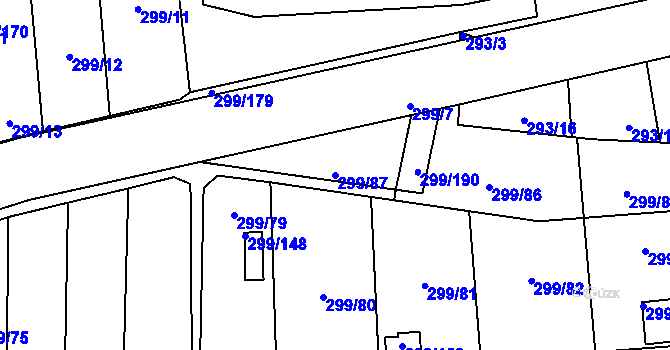 Parcela st. 299/87 v KÚ Veleslavín, Katastrální mapa