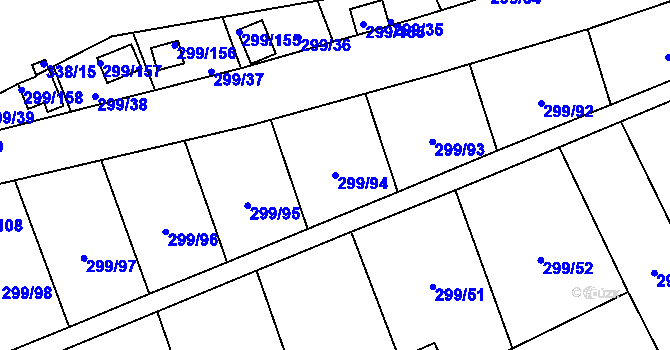 Parcela st. 299/94 v KÚ Veleslavín, Katastrální mapa