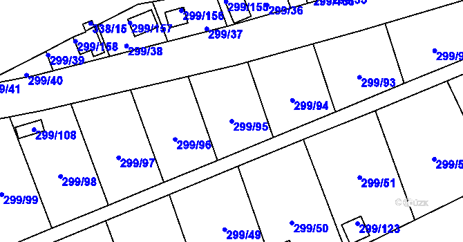 Parcela st. 299/95 v KÚ Veleslavín, Katastrální mapa