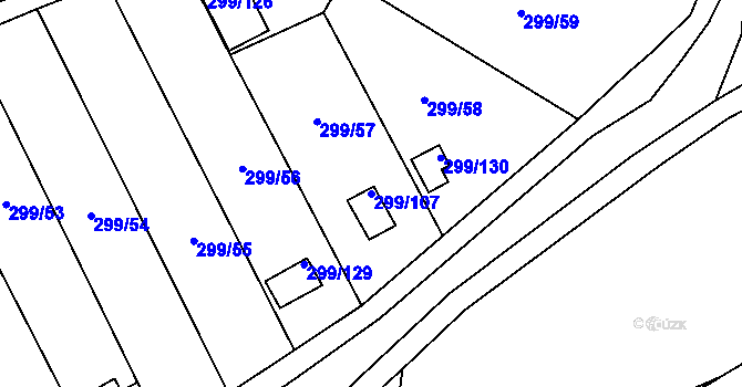 Parcela st. 299/107 v KÚ Veleslavín, Katastrální mapa