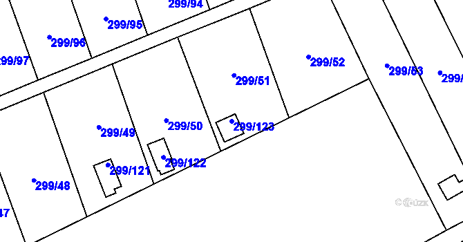 Parcela st. 299/123 v KÚ Veleslavín, Katastrální mapa