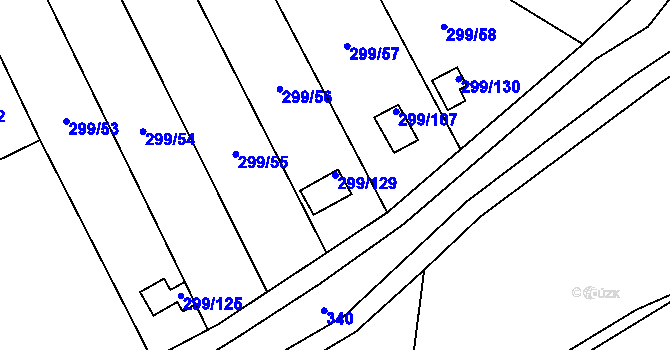 Parcela st. 299/129 v KÚ Veleslavín, Katastrální mapa