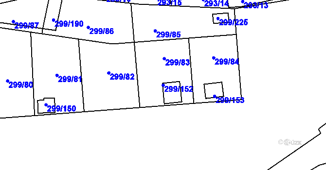 Parcela st. 299/152 v KÚ Veleslavín, Katastrální mapa