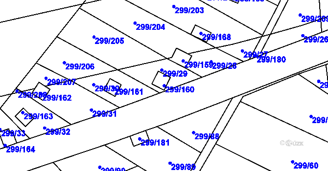 Parcela st. 299/160 v KÚ Veleslavín, Katastrální mapa