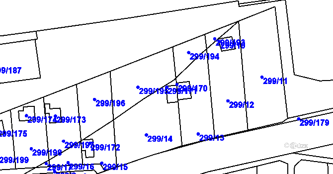 Parcela st. 299/171 v KÚ Veleslavín, Katastrální mapa