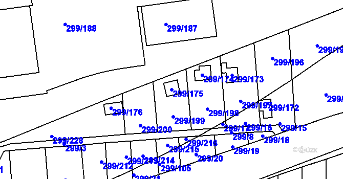 Parcela st. 299/175 v KÚ Veleslavín, Katastrální mapa