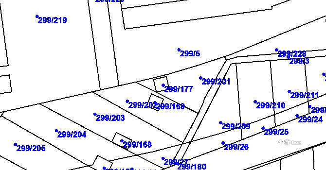Parcela st. 299/177 v KÚ Veleslavín, Katastrální mapa