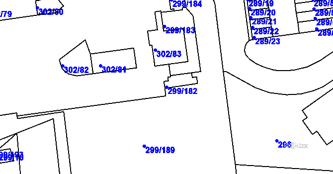 Parcela st. 299/182 v KÚ Veleslavín, Katastrální mapa