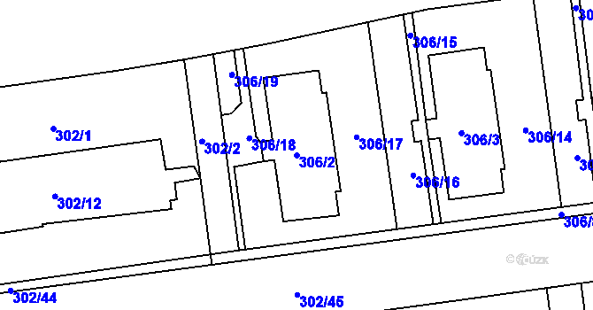 Parcela st. 306/2 v KÚ Veleslavín, Katastrální mapa