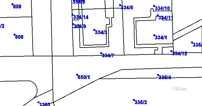 Parcela st. 334/7 v KÚ Veleslavín, Katastrální mapa