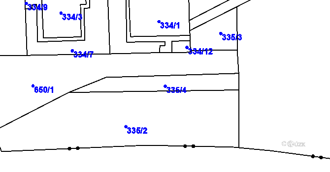 Parcela st. 335/4 v KÚ Veleslavín, Katastrální mapa