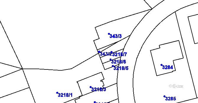 Parcela st. 343/2 v KÚ Veleslavín, Katastrální mapa