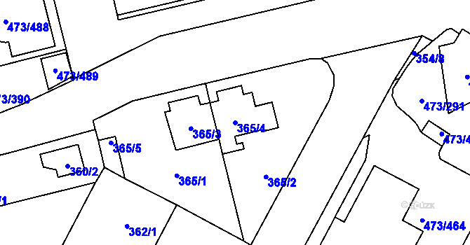 Parcela st. 365/4 v KÚ Veleslavín, Katastrální mapa