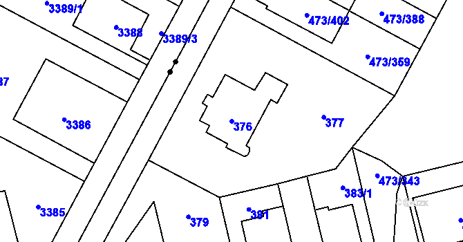 Parcela st. 376 v KÚ Veleslavín, Katastrální mapa