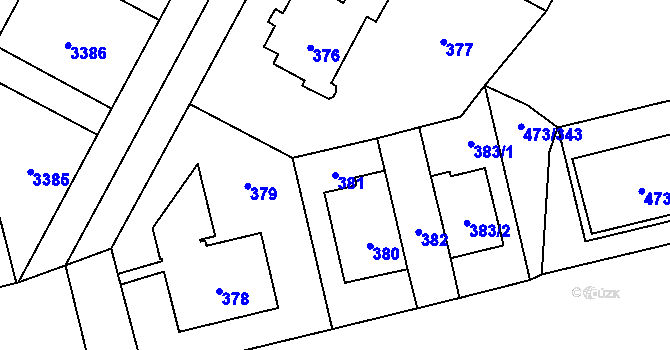 Parcela st. 381 v KÚ Veleslavín, Katastrální mapa