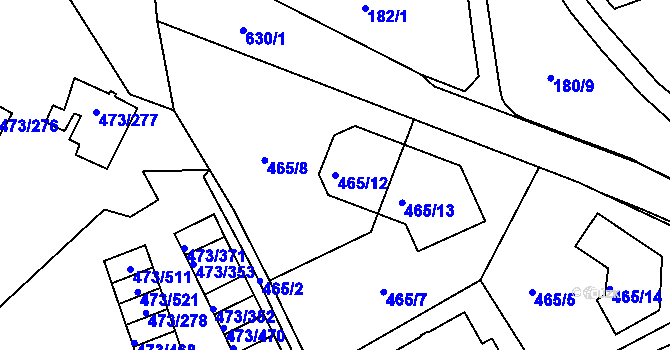 Parcela st. 465/12 v KÚ Veleslavín, Katastrální mapa