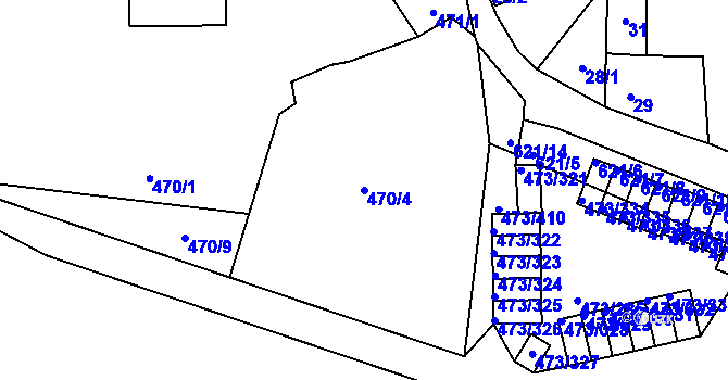 Parcela st. 470/4 v KÚ Veleslavín, Katastrální mapa
