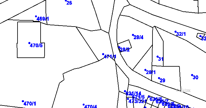 Parcela st. 471/1 v KÚ Veleslavín, Katastrální mapa